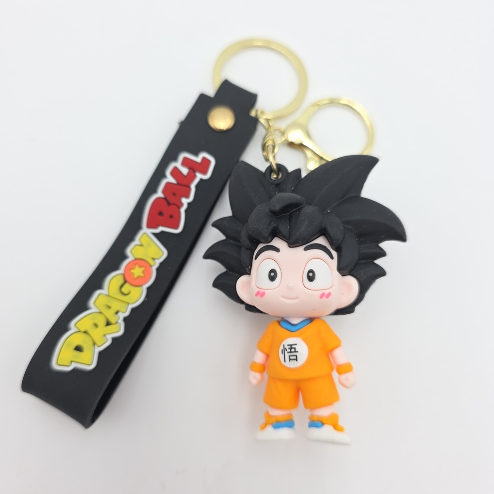 NEW! Dragon Ball Z Goku 3D Rubber Keychain with Black Loop Strap & Clasp
